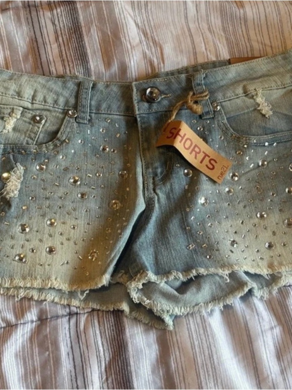 Rue21 Light Blue Jeweled Denim Cutoff Shorts